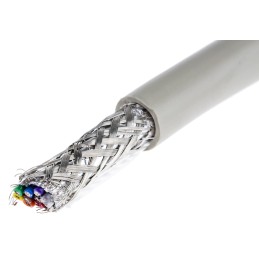 1 Reel of 50 M - Alpha Wire Multicore Data Cable, 0.23 mm², 10 Cores, 24 AWG, Screened, 50m, Grey Sheath