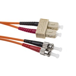 1 pcs - RS PRO ST to SC Duplex Multi Mode OM2 Fibre Optic Cable, 50/125μm, Orange, 1m