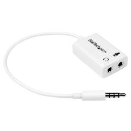 1 pcs - StarTech.com Male 3.5mm Stereo Jack to Female 3.5mm Stereo Jack x 2 Aux Cable, White, 150mm