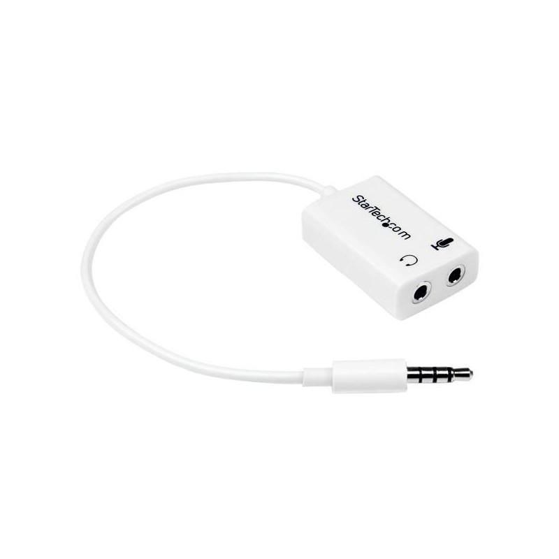 1 pcs - StarTech.com Male 3.5mm Stereo Jack to Female 3.5mm Stereo Jack x 2 Aux Cable, White, 150mm