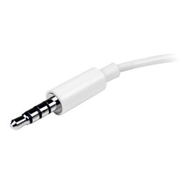 1 pcs - StarTech.com Male 3.5mm Stereo Jack to Female 3.5mm Stereo Jack x 2 Aux Cable, White, 150mm