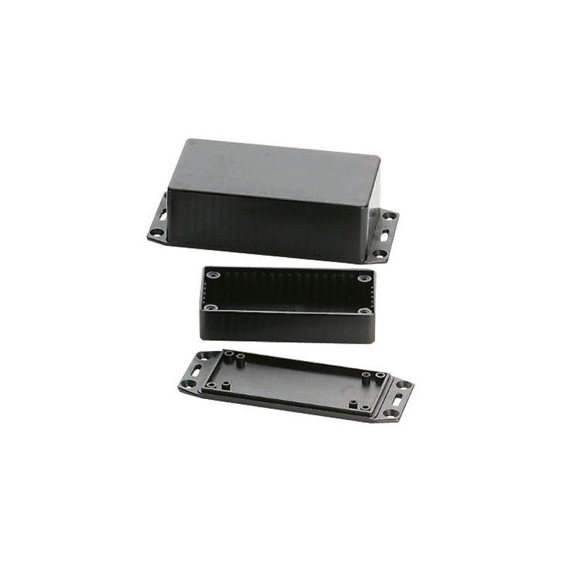 1 pcs - Hammond 1591 Series Black ABS Enclosure, IP54, Flanged, Black Lid, 100 x 50 x 21mm