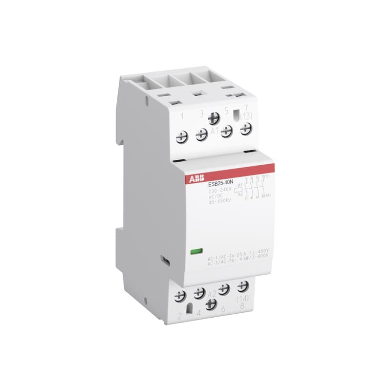 1 pcs - ABB Contactor, 24 V Coil, 4-Pole, 40 A, 2.77 kW, 4NO
