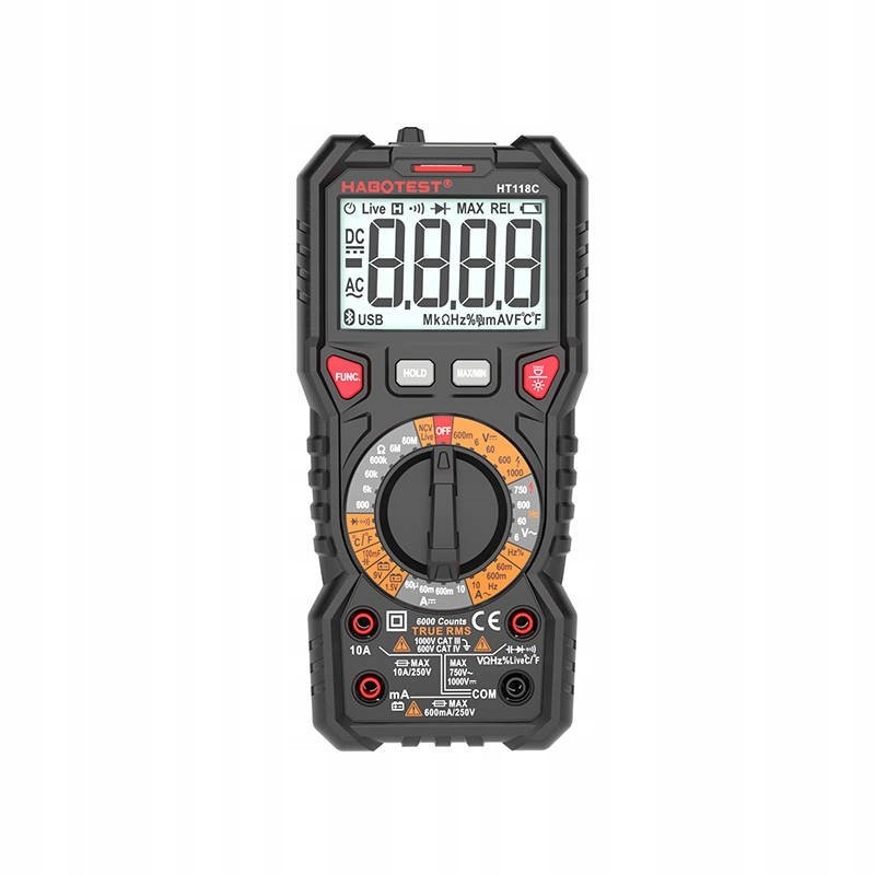 Digital multimeter with flashlight habotest ht118c true rms ncv battery testing