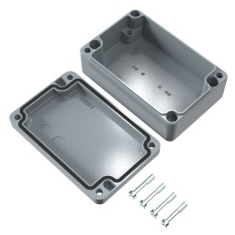 1 pcs - Rose Aluminium Standard Series Grey Die Cast Aluminium Enclosure, IP66, IK09, Grey Lid, 98 x 64 x 34mm