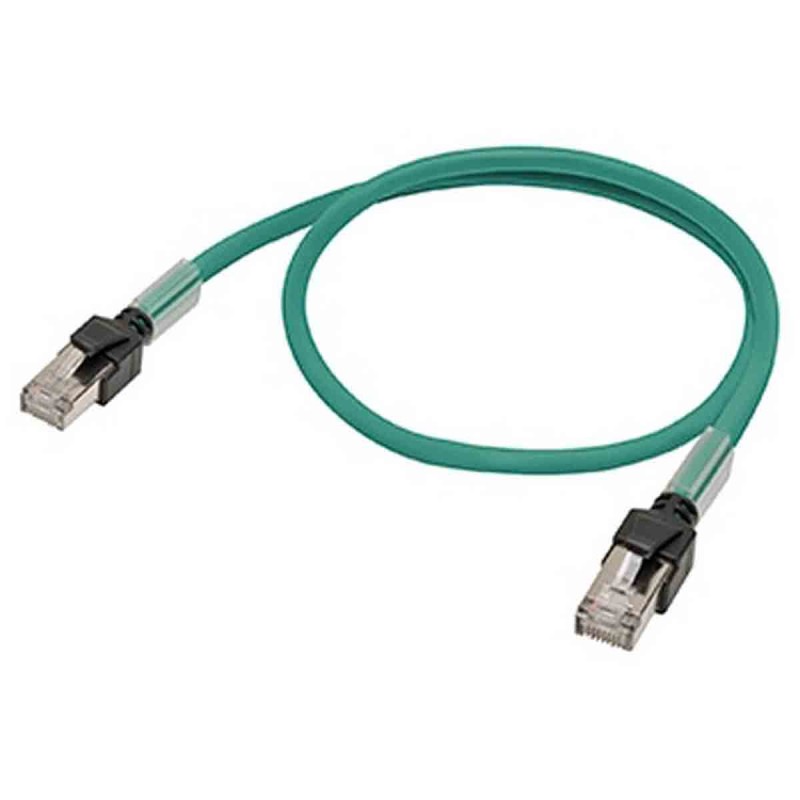 1 pcs - Omron Cat6a Male RJ45 to Male RJ45 Ethernet Cable, Green LSZH Sheath, 200mm, Low Smoke Zero Halogen (LSZH)