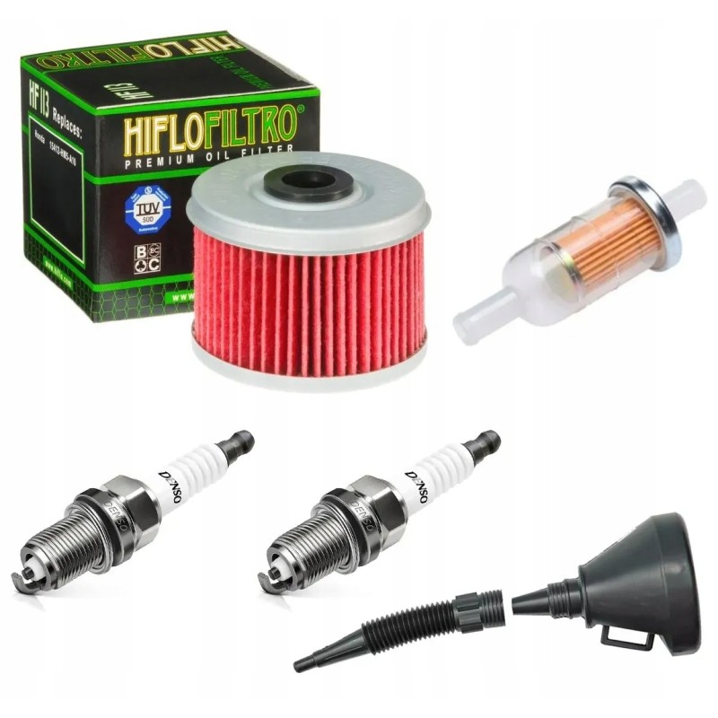 Oil filter, fuel, spark plugs, funnel, honda xl125v 01/14
