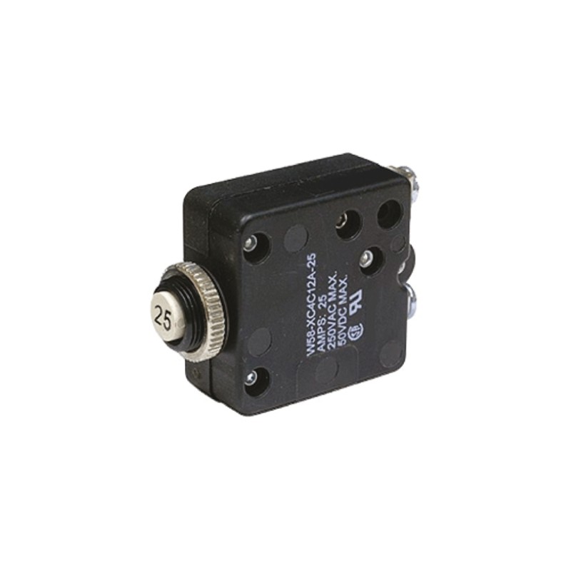 1 pcs - TE Connectivity Thermal Circuit Breaker - W58 Single Pole 50 V dc, 250V ac Voltage Rating, 25A Current Rating