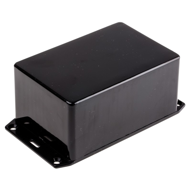 1 pcs - Hammond 1591 Series Black Flame Retardant ABS Enclosure, IP54, Flanged, Black Lid, 120 x 80 x 55mm