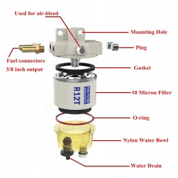 Water separator assembly, fuel filter with mounting