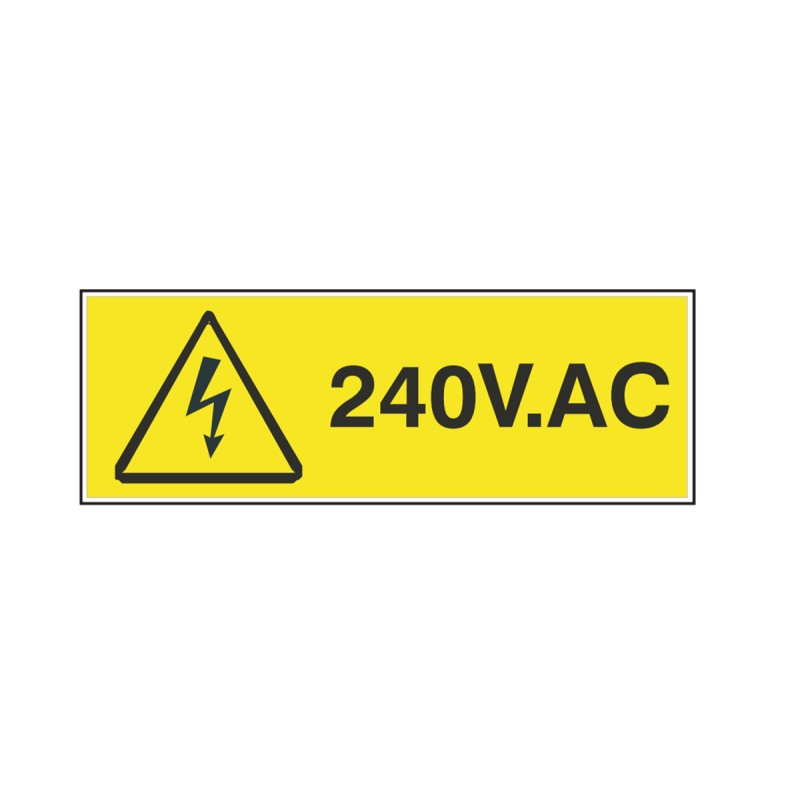 1 Bag of 20 - RS PRO Black/Yellow Vinyl Safety Labels, 240V AC-Text 20 mm x 60mm