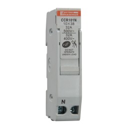 1 pcs - Mersen 32A Rail Mount Fuse Holder for 10 x 38mm Fuse, 1P+N, 690V ac