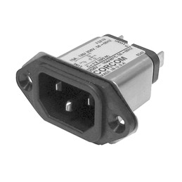 1 pcs - TE Connectivity 15A, 250 V ac Male Flange Mount IEC Filter 6609987-2, Spade None Fuse