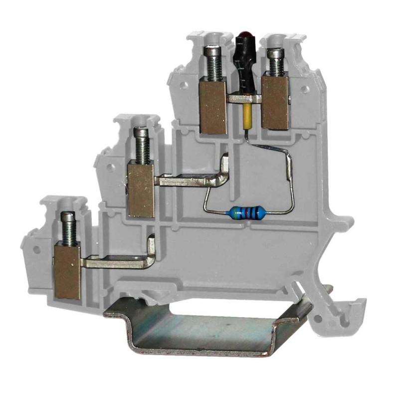 1 Bag of 25 - RS PRO Grey Feed Through Terminal Block, 3-Level, Cage Clamp Termination