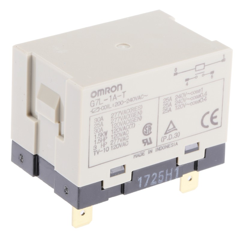 1 pcs - Omron Panel Mount Power Relay, 240V ac Coil, 30A Switching Current, SPST