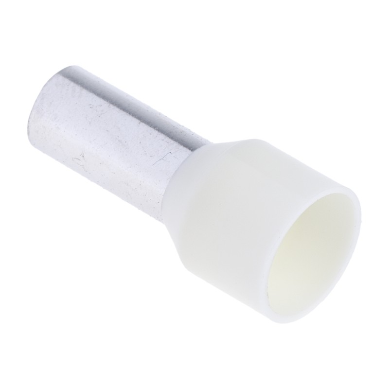 50 pcs - RS PRO Insulated Crimp Bootlace Ferrule, 12mm Pin Length, 6.2mm Pin Diameter, 16mm² Wire Size, Off-White