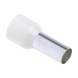 50 pcs - RS PRO Insulated Crimp Bootlace Ferrule, 12mm Pin Length, 6.2mm Pin Diameter, 16mm² Wire Size, Off-White