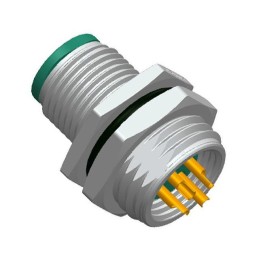 1 pcs - Amphenol Circular Connector, 4 Contacts, Panel Mount, M12 Connector, Plug, Male, IP68, IP69K, M Series