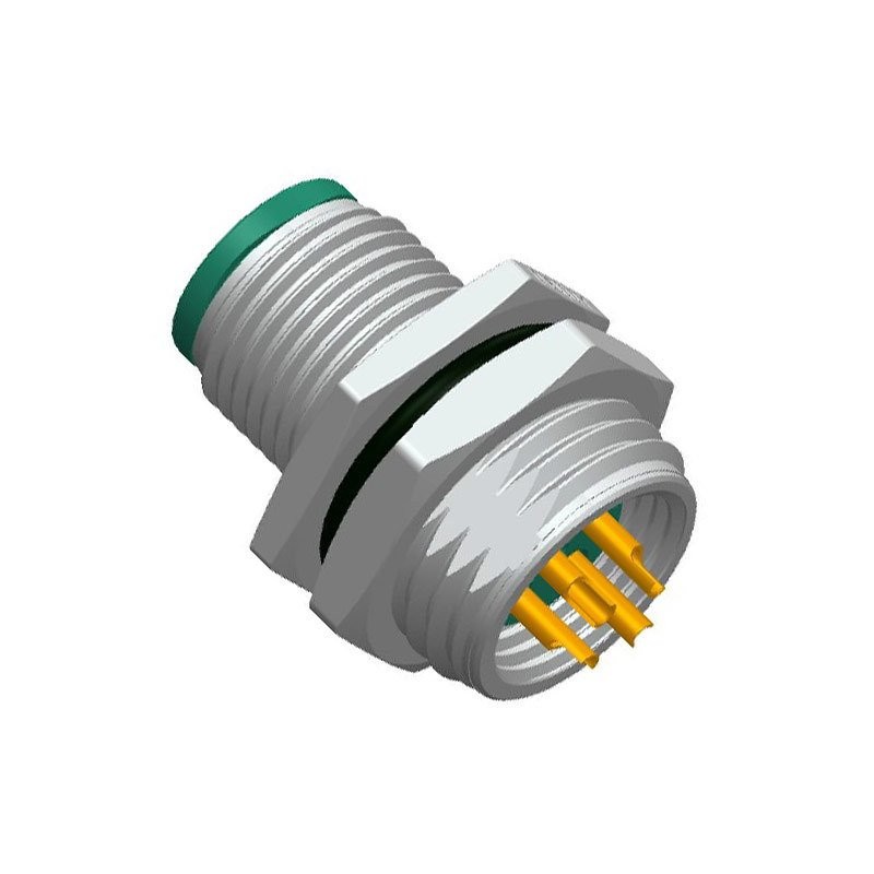 1 pcs - Amphenol Circular Connector, 4 Contacts, Panel Mount, M12 Connector, Plug, Male, IP68, IP69K, M Series