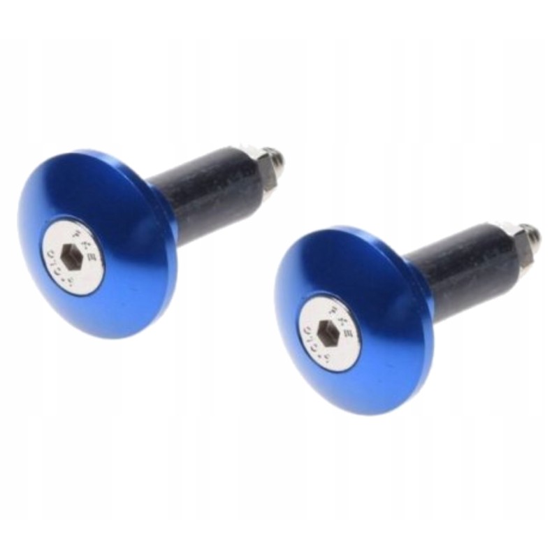 Blue flat aluminum handlebar ends