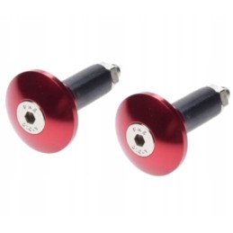 Flat red aluminum handlebar ends