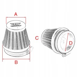 Cone air filter for a motorcycle engine, 58 mm