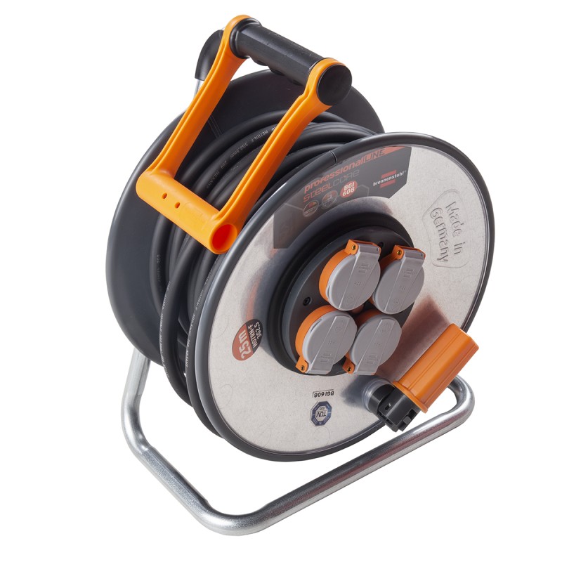 1 pcs - brennenstuhl 25m 4 Socket Type F - German Schuko Cable Reel, 230 V ac, IP44