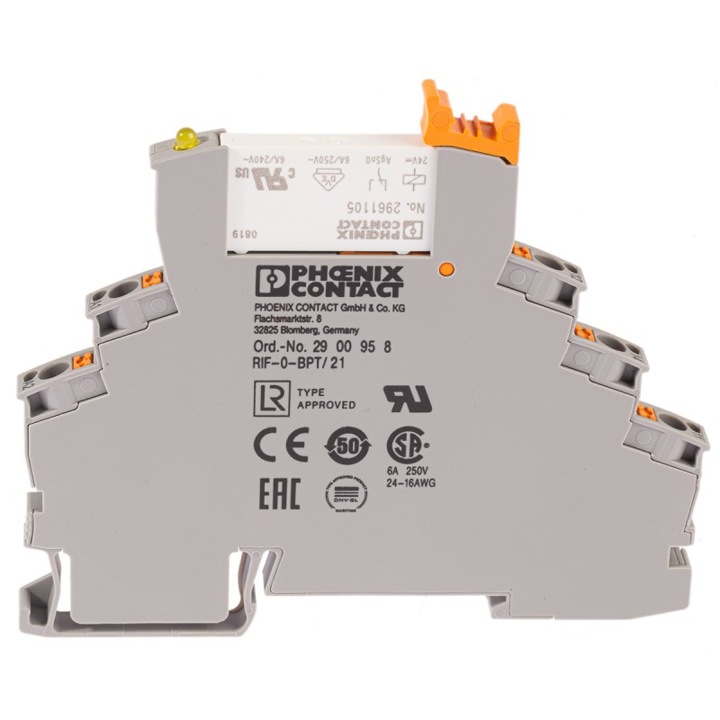 1 pcs - Phoenix Contact RIF-0-RPT-24DC/21 Series Interface Relay, DIN Rail Mount, 24V dc Coil, SPDT, 1-Pole