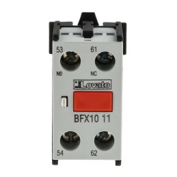 1 pcs - Lovato Auxiliary Contact Block, 2 Contact, 1NC + 1NO, Snap-On