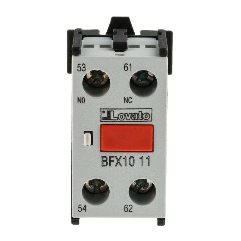 1 pcs - Lovato Auxiliary Contact Block, 2 Contact, 1NC + 1NO, Snap-On