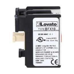 1 pcs - Lovato Auxiliary Contact Block, 2 Contact, 1NC + 1NO, Snap-On