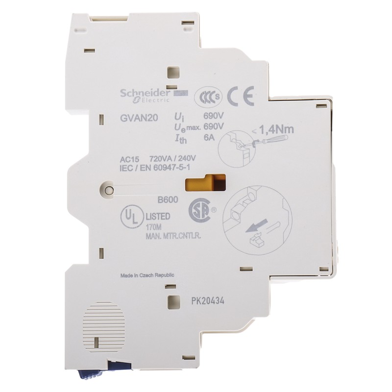 1 pcs - Schneider Electric Auxiliary Contact, 2 Contact, 2NO, Side Mount