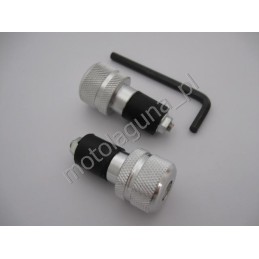 Handlebar weights with silver grooved aluminum tips