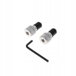 A pair of silver, grooved chrome handlebar ends