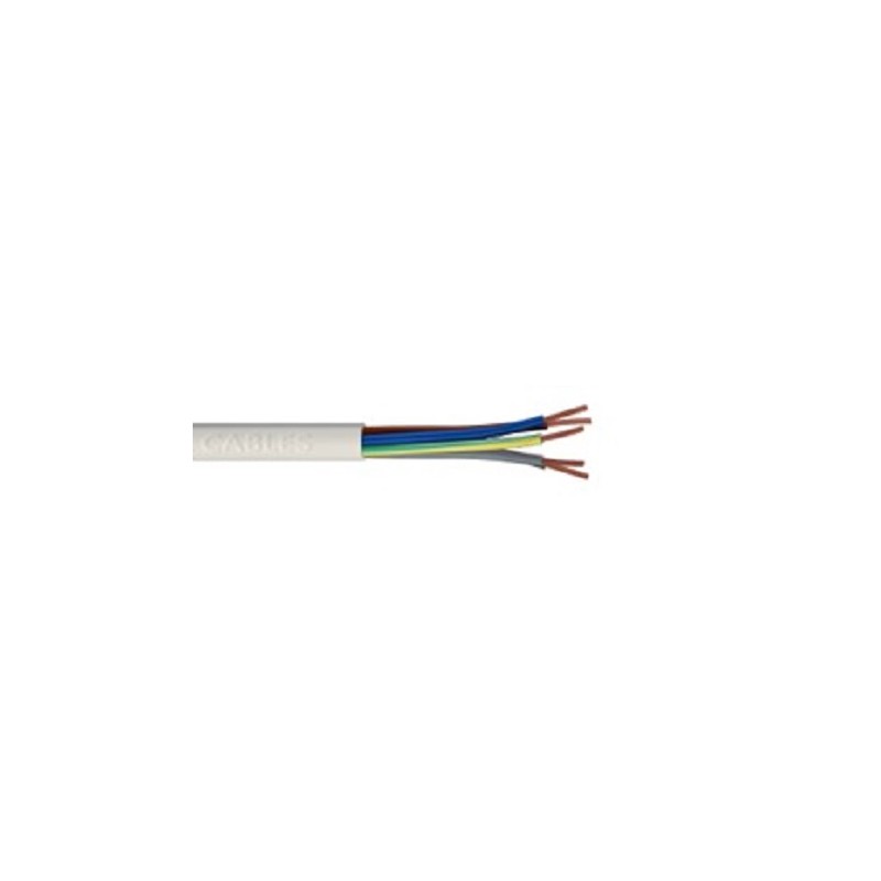 1 Bag of 5 M - RS PRO 5 Core Power Cable, 0.75 mm², 5m, White PVC Sheath, Mains, 6 A, 300/500 V