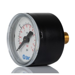 1 pcs - SMC Analogue Pressure Gauge 10bar Back Entry, 4K8-10, 1bar min.