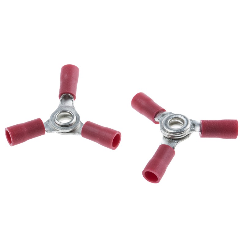 1 Bag of 50 - RS PRO Insulated Ring Terminal, 4 mm, 8 Stud Size, 0.5mm² to 1.5mm² Wire Size, Red