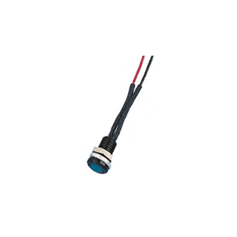 1 pcs - Oxley Blue Panel Mount Indicator, 3.6V, 6.4mm Mounting Hole Size, Lead Wires Termination, IP66