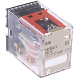 1 pcs - Omron Plug In Power Relay, 120V ac Coil, 5A Switching Current, 4PDT