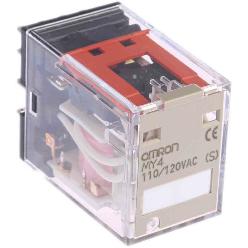 1 pcs - Omron Plug In Power Relay, 120V ac Coil, 5A Switching Current, 4PDT