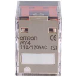 1 pcs - Omron Plug In Power Relay, 120V ac Coil, 5A Switching Current, 4PDT