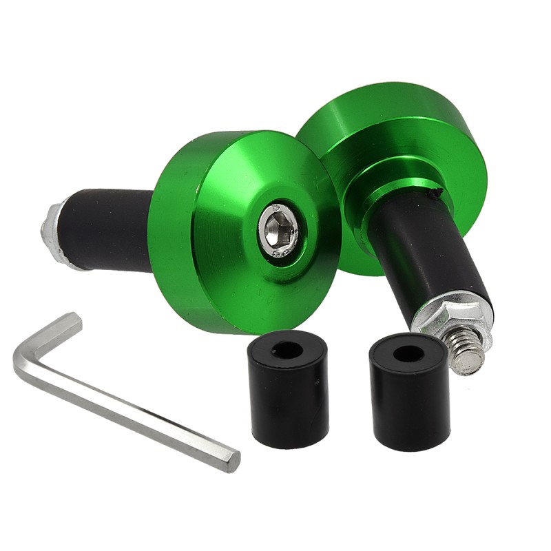 Green handlebar ends, 13-17 mm weights, pair