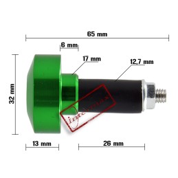 Green handlebar ends, 13-17 mm weights, pair
