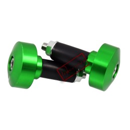 Green handlebar ends, 13-17 mm weights, pair
