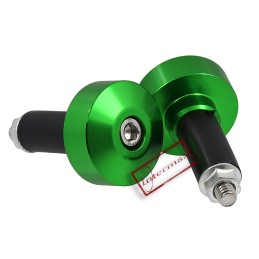 Green handlebar ends, 13-17 mm weights, pair