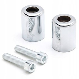 Chrome handlebar ends with the Kawasaki ZX ZZR 2075 logo