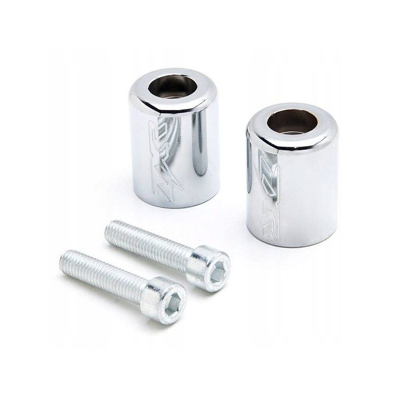 Chrome handlebar ends with the Kawasaki ZX ZZR 2075 logo