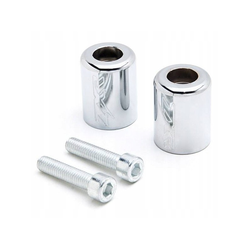 Chrome handlebar ends with the Kawasaki ZX ZZR logo