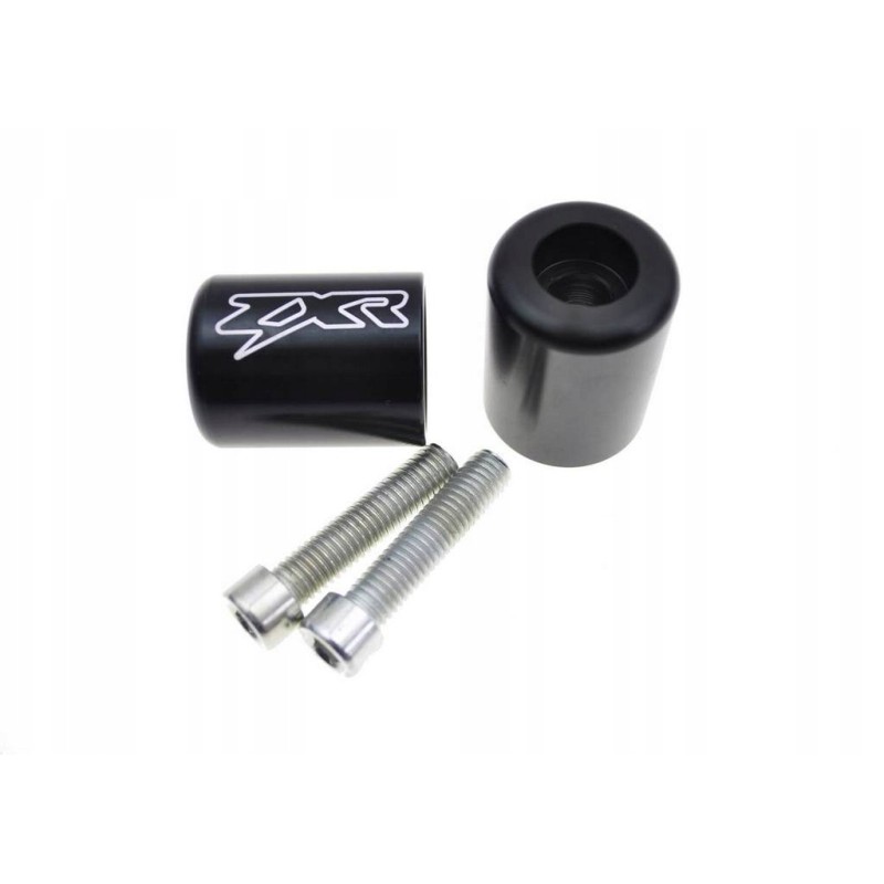 Black handlebar ends with the Kawasaki ZX ZZR 805 logo