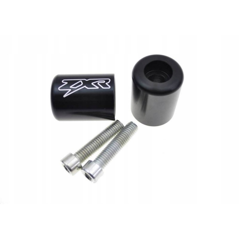 Black handlebar ends with the Kawasaki ZX ZZR 805 logo